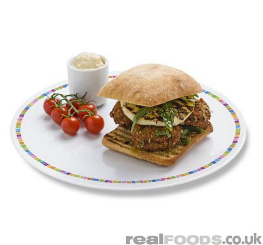 Falafel burger with Grilled Halloumi recipe picture Real Foods